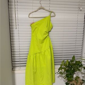 Lime Green One-Shoulder Dress